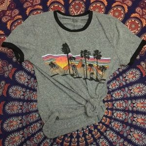 Volcom River Party Size Small Ringer Grey T-shirt